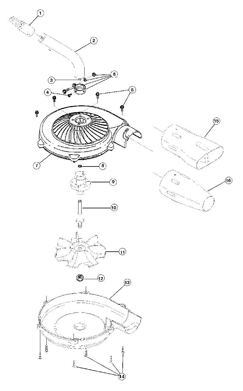 Replacement Parts Diagram and Parts List for TB 720 R 41AJTB-A034 Ryobi Leaf Blower / Vacuum
