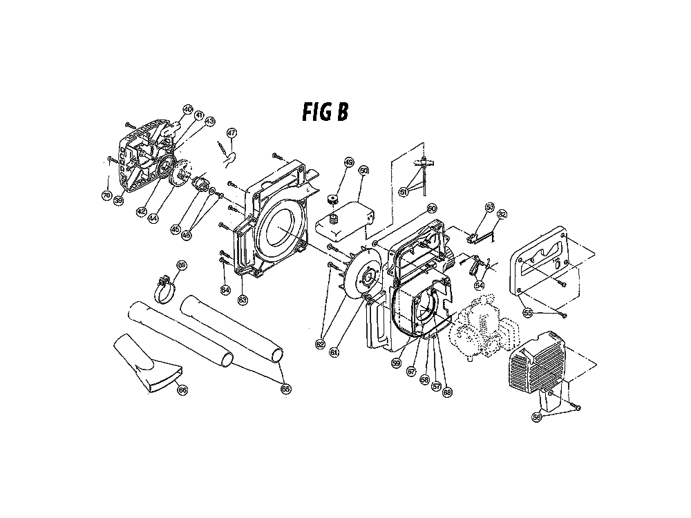 Fig-1 Diagram and Parts List for 200-2 009120701 Ryobi Leaf Blower / Vacuum