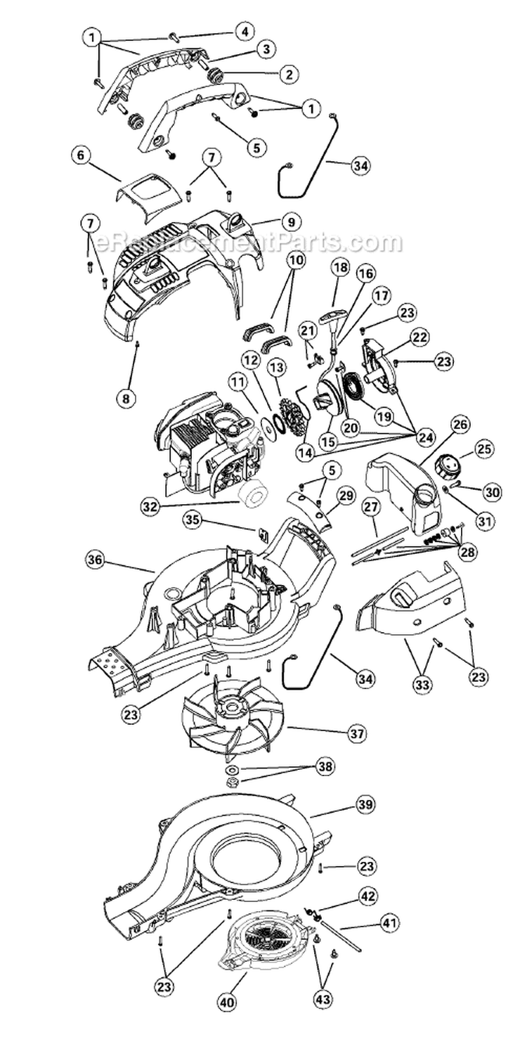 Page B Diagram and Parts List for 340BV 41CS340G034 Ryobi Leaf Blower / Vacuum