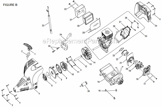 Figure B Diagram and Parts List for RY28140SS26  Ryobi Trimmer