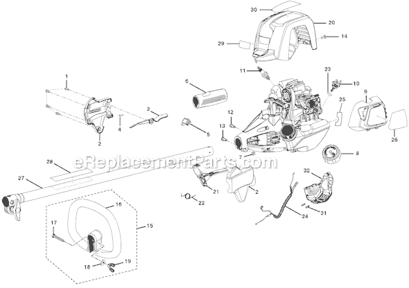 Upper Shaft Assembly Diagram and Parts List for RY34440S430  Ryobi Trimmer