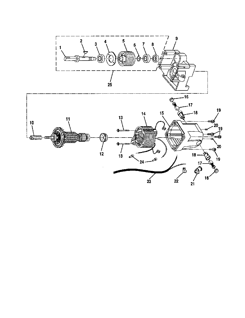 Motor assembly Diagram and Parts List for BT510  Ryobi Table Saw