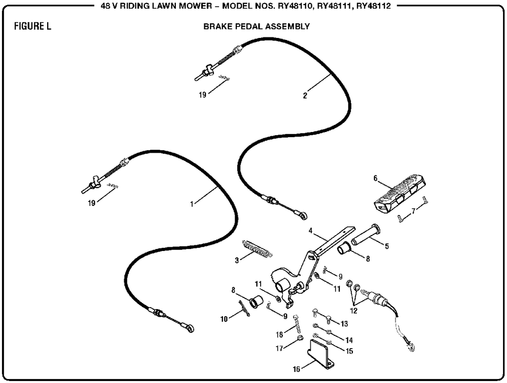 Figure L Diagram and Parts List for RY 48111 (Rev 04)(099749002)(2017-11) Ryobi Lawn Tractor