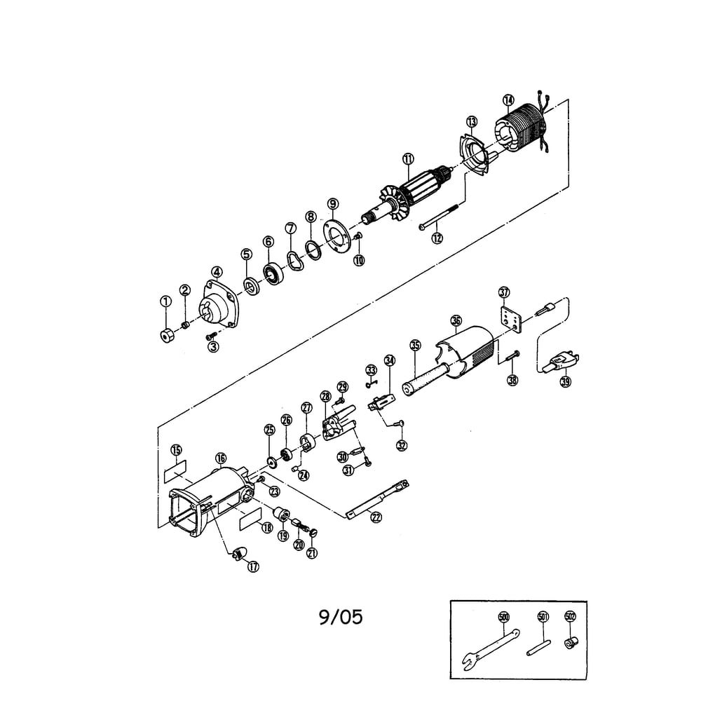 Drywall Router Diagram and Parts List for DCU-65C  Ryobi Router