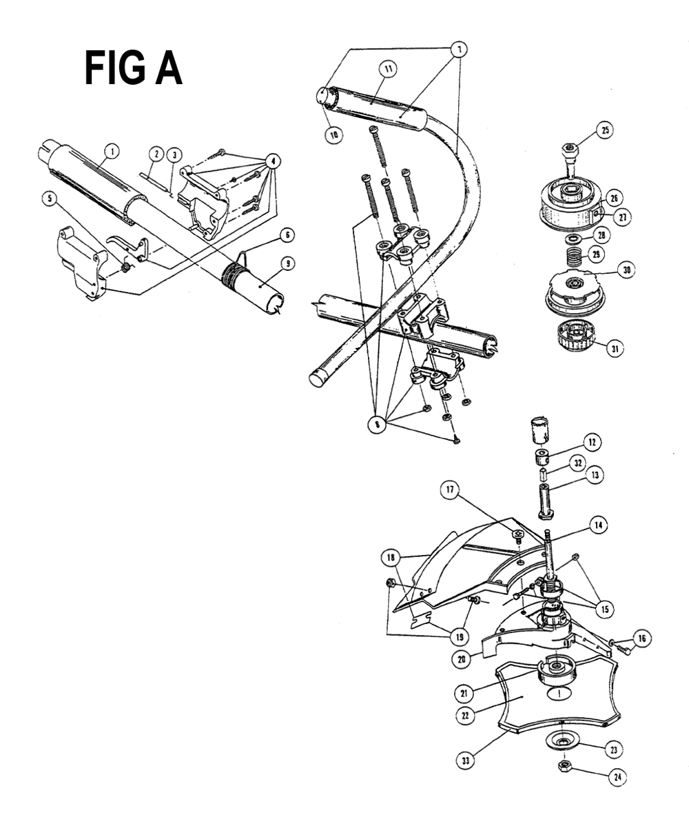 Fig-1 Diagram and Parts List for IDC540-1 910027701-009081200 Ryobi Trimmer