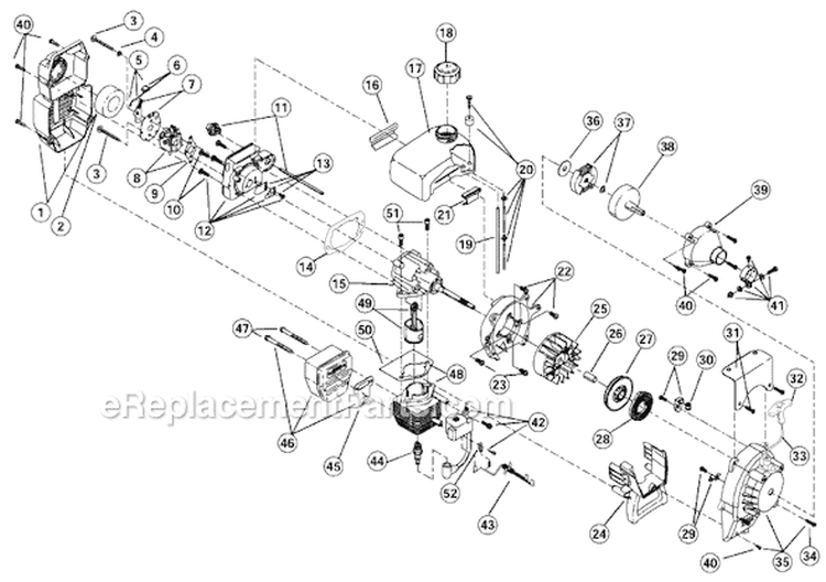 Page B Diagram and Parts List for 410R 21EK410G034 Ryobi Tiller