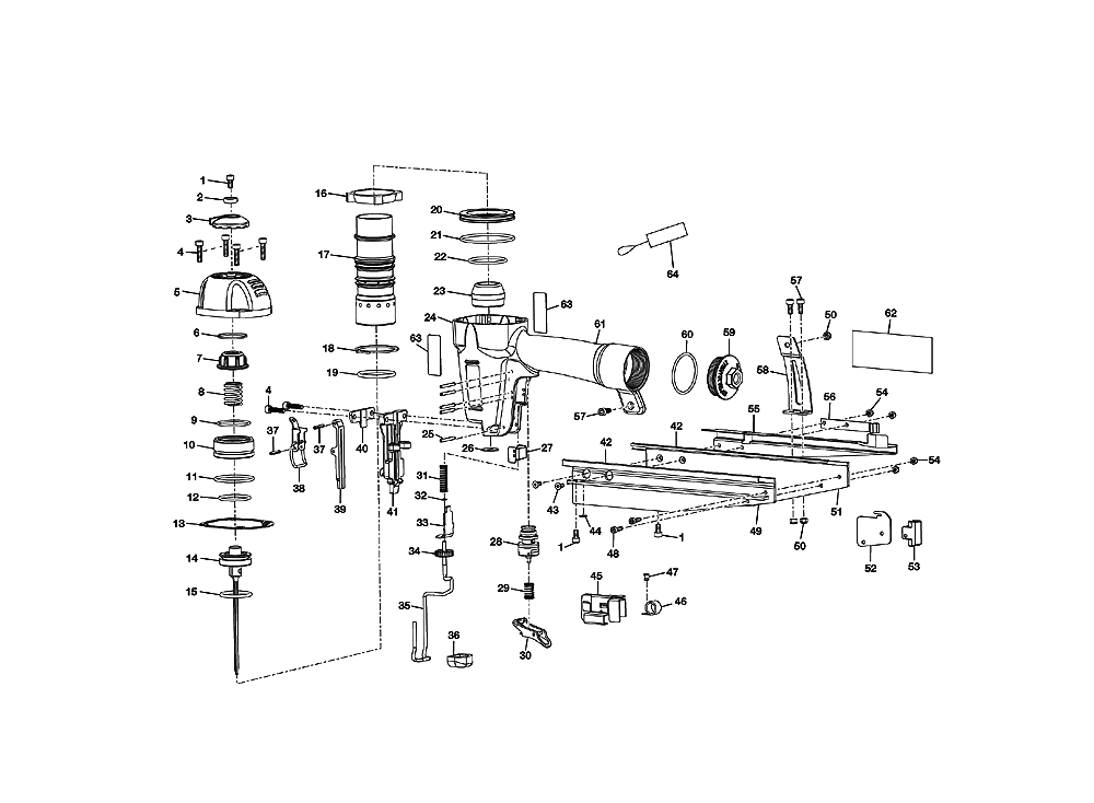 Fig-0 Diagram and Parts List for YN250SF  Ryobi Nailer