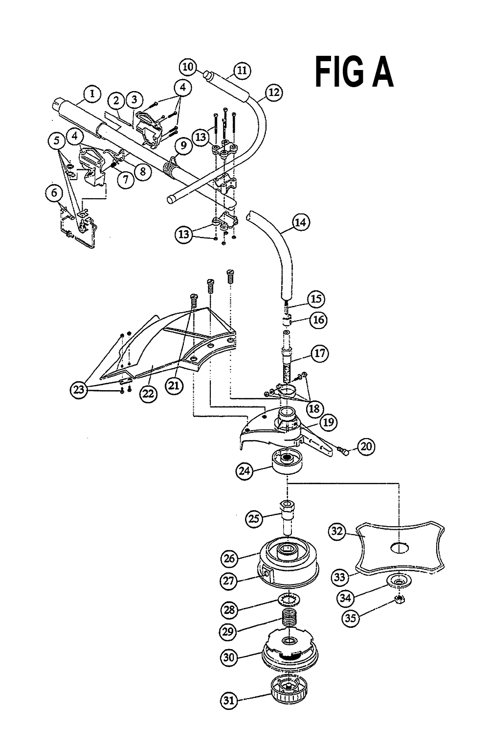 Fig-1 Diagram and Parts List for SINGER-GTB2816 411107336 Ryobi Trimmer