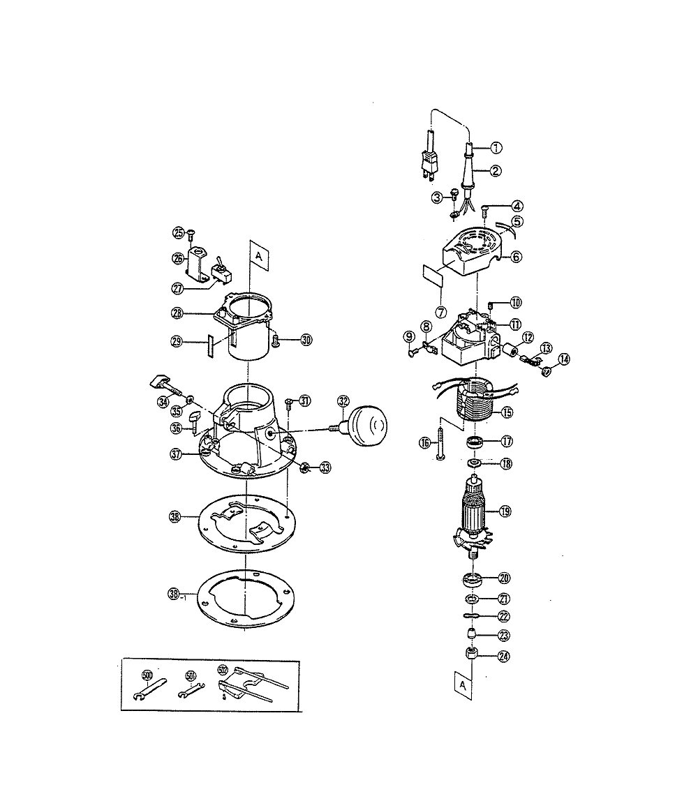 Fig-0 Diagram and Parts List for R30K  Ryobi Router