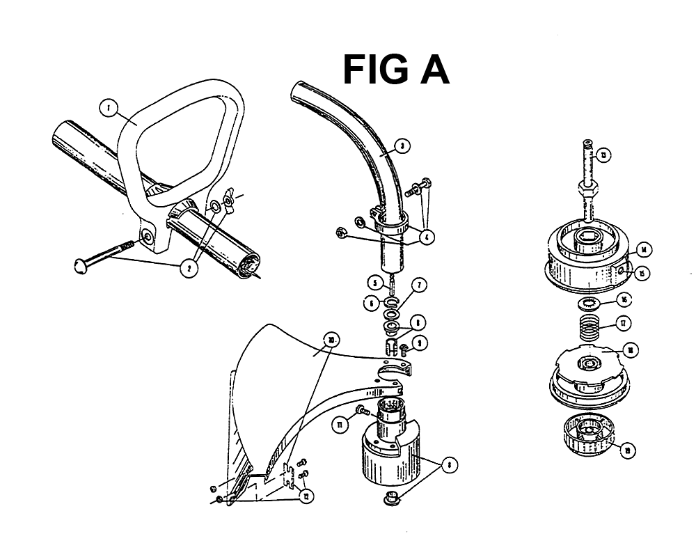 Fig-1 Diagram and Parts List for IDC110 912099001-004017000 Ryobi Trimmer