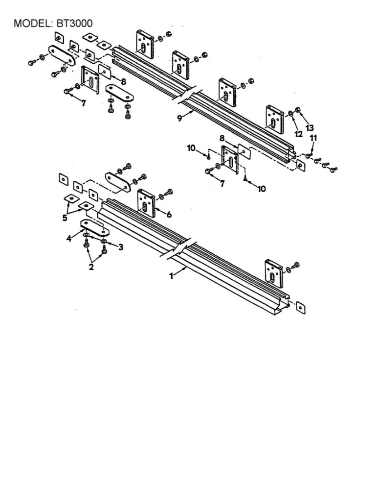 Wide Table Kit Diagram and Parts List for BT3000SXI  Ryobi Table Saw