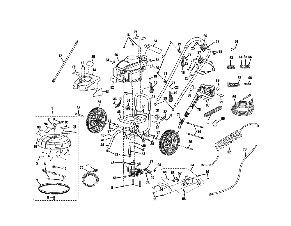 Fig-0 Diagram and Parts List for RPW2500WB  Ryobi Pressure Washer