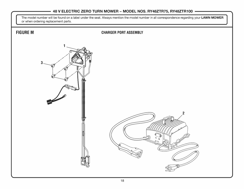 Figure M Diagram and Parts List for RY 48ZTR100 (Rev 02)(099749016)(2019-08) Ryobi Lawn Tractor