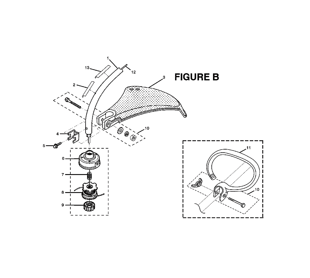 Fig-1 Diagram and Parts List for UT70001A  Ryobi Trimmer