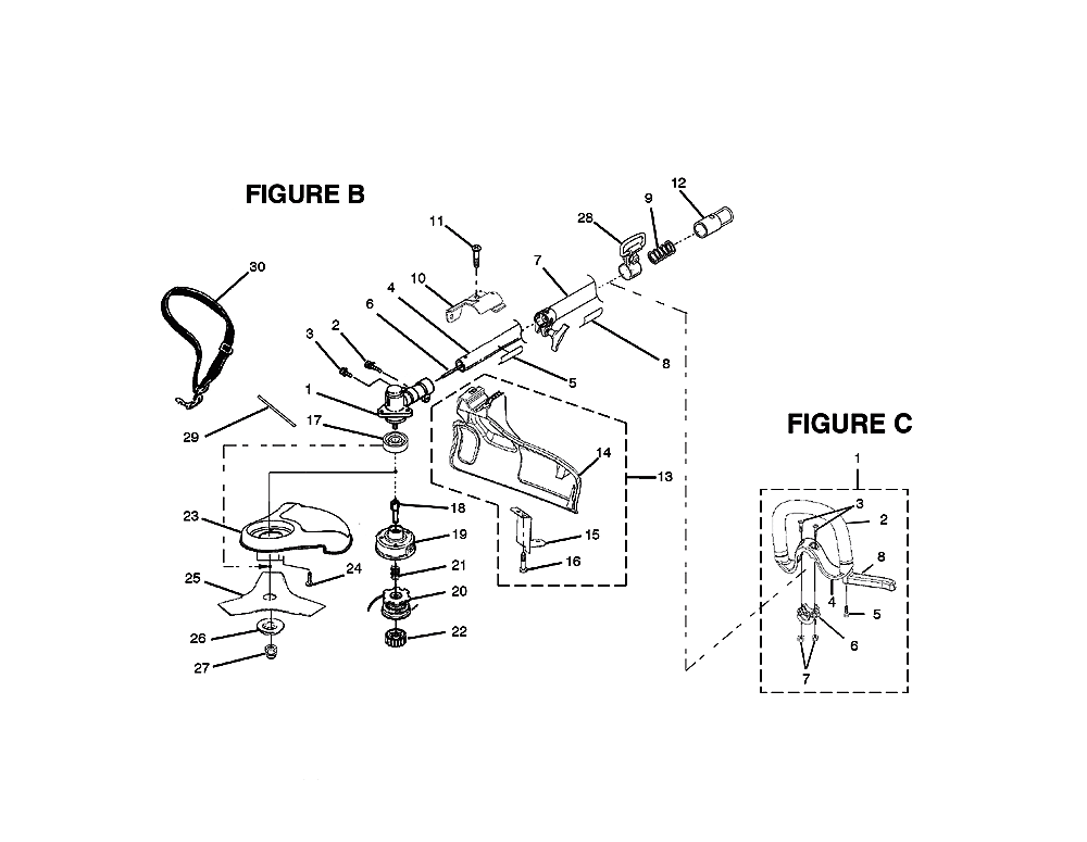 Fig-1 Diagram and Parts List for UT70007  Ryobi Trimmer