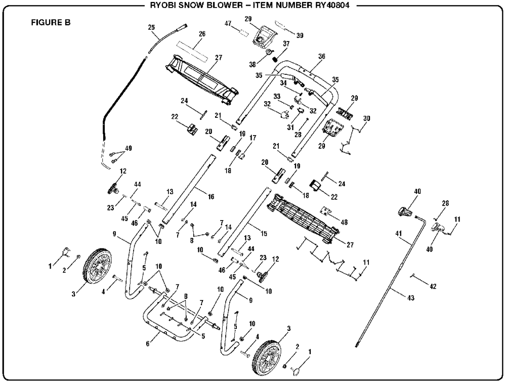 Figure B Diagram and Parts List for RY 40804 (Rev 02)(107700011)(2018-03) Ryobi Leaf Blower / Vacuum