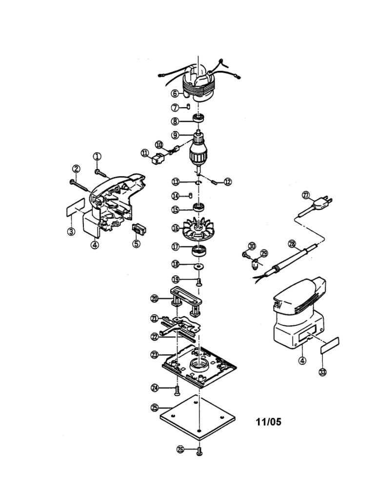 Sander Diagram and Parts List for S-600  Ryobi Sander