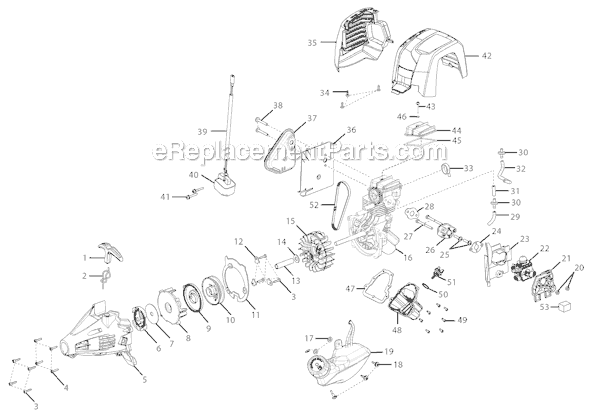 Engine Assembly Diagram and Parts List for RY34440S430  Ryobi Trimmer