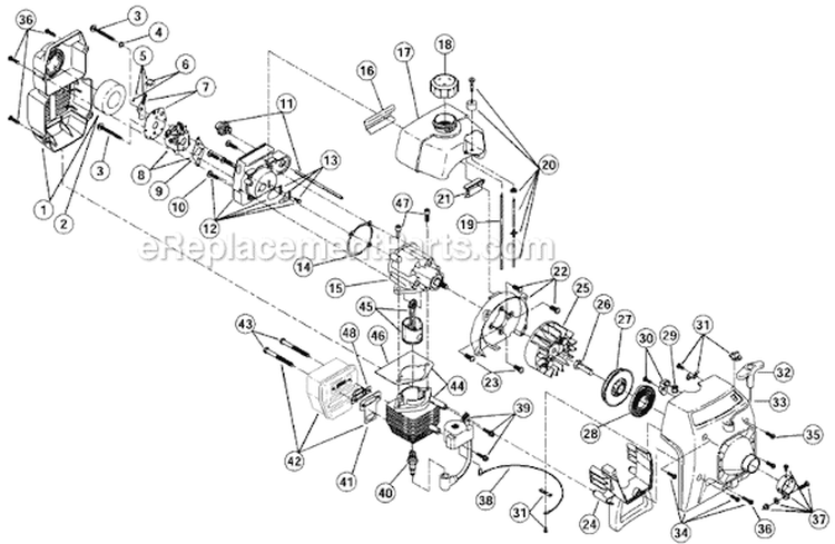 Page B Diagram and Parts List for 700RVP 41AD7VPG034 Ryobi Trimmer
