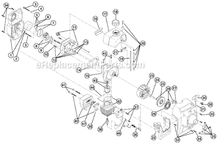 Page B Diagram and Parts List for 700RVP 41CD7VPG034 Ryobi Trimmer