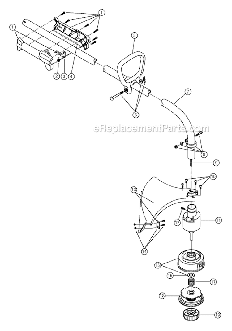 Shaft Assembly Diagram and Parts List for 700R 41AD700G734 Ryobi Trimmer