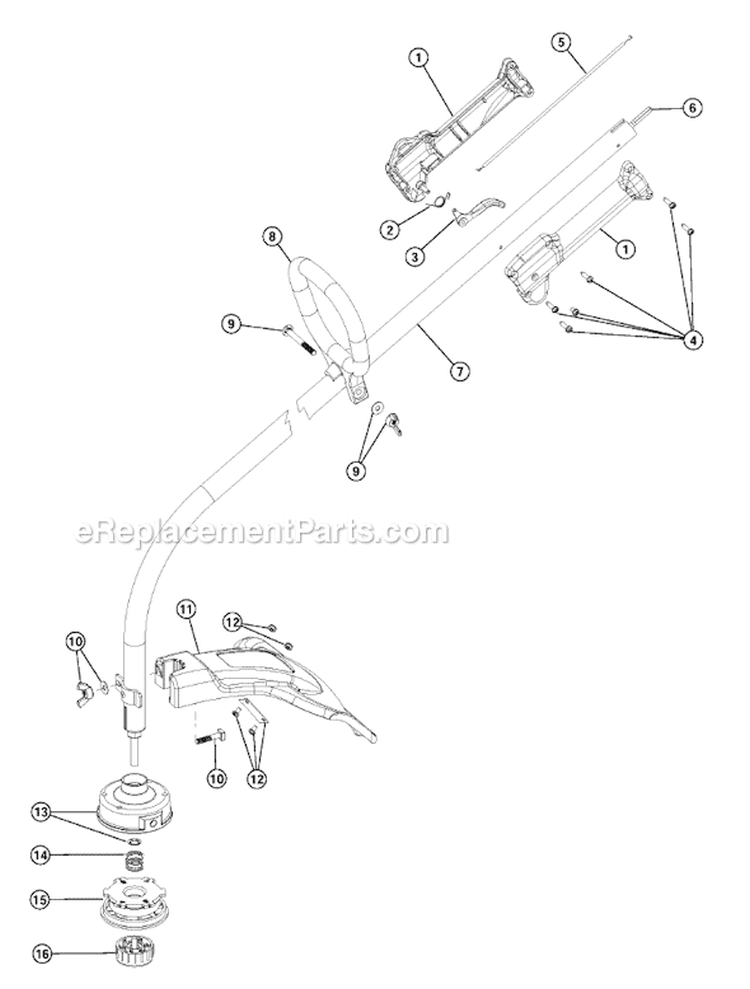 Shaft Assembly Diagram and Parts List for 700R 41DD700G034 Ryobi Trimmer