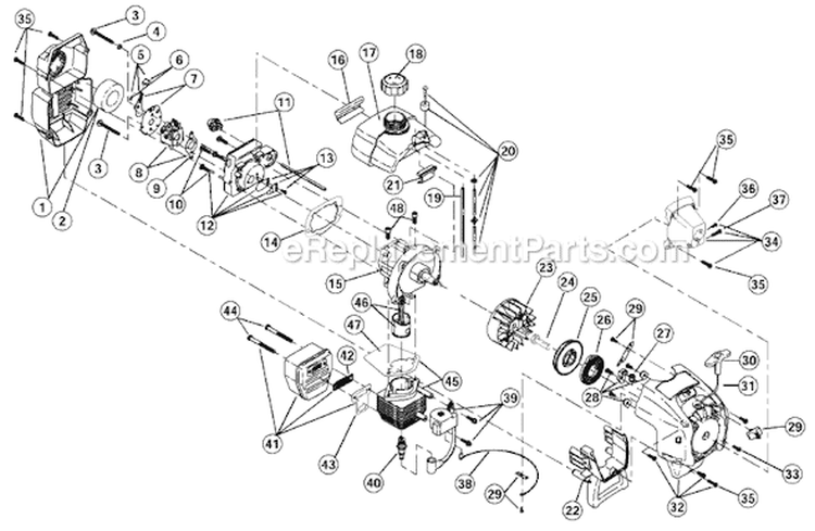 Page B Diagram and Parts List for 704RVP 41CD7V4G034 Ryobi Trimmer
