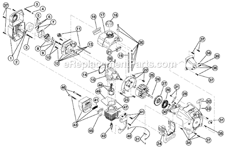 Page B Diagram and Parts List for 704R 41AD704G034 Ryobi Trimmer