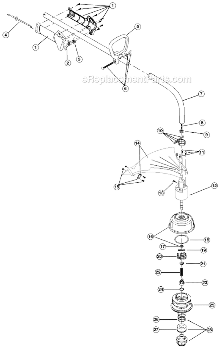 Shaft Assembly Diagram and Parts List for 705R 41AD705G034 Ryobi Trimmer