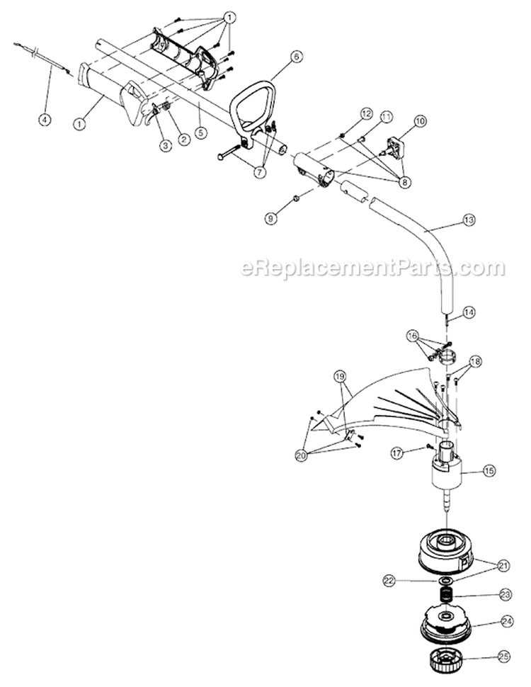 Shaft Assembly Diagram and Parts List for 720R 41BD720A034 Ryobi Trimmer