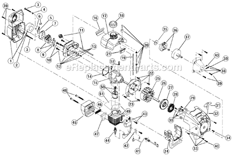 Engine Assembly Diagram and Parts List for 720R DE 41AD72EC034 Ryobi Edger