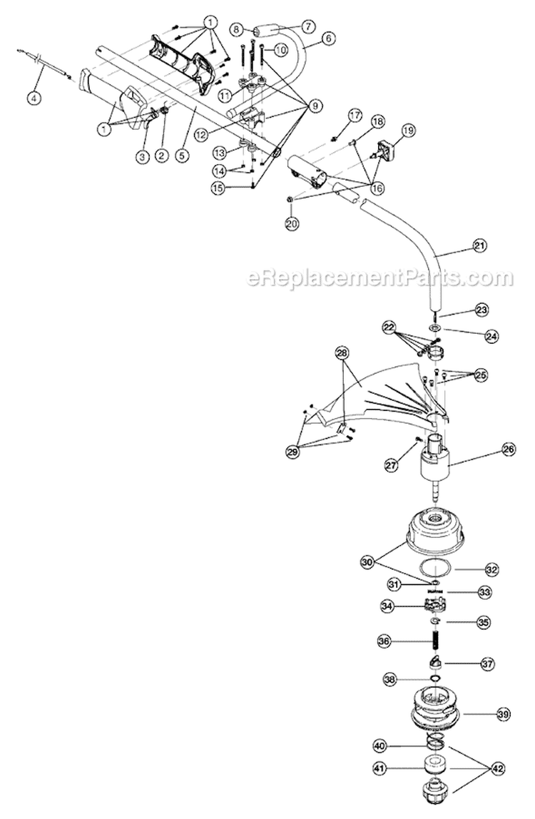 Shaft Assembly Diagram and Parts List for 725R 41AD725B034 Ryobi Trimmer