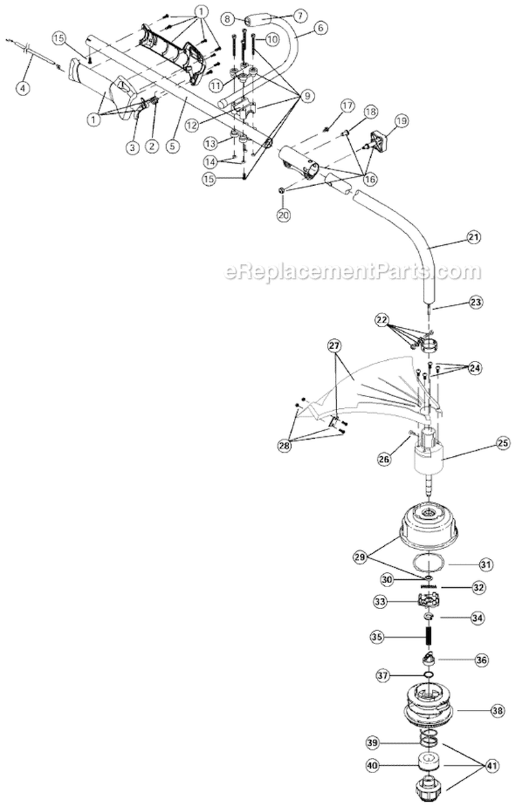 Shaft Assembly Diagram and Parts List for 725R 41ED725A034 Ryobi Trimmer