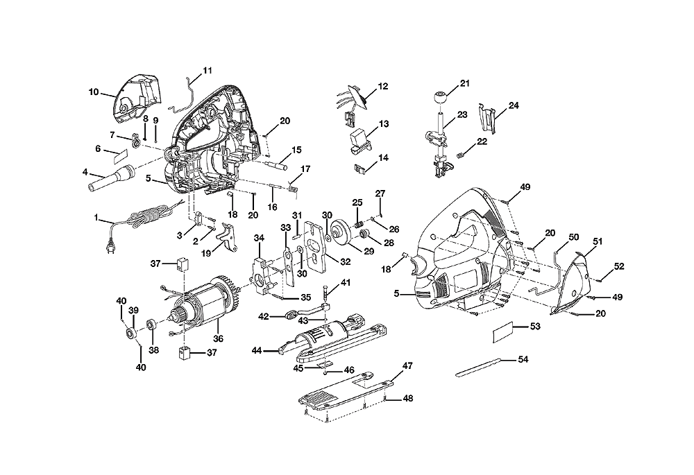 Fig-0 Diagram and Parts List for JS480  Ryobi Saw