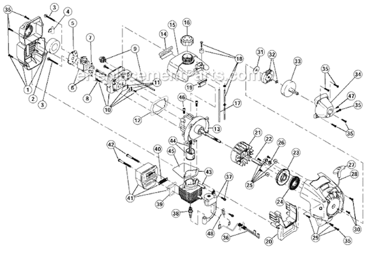 Page B Diagram and Parts List for 750R 41BD750A034 Ryobi Trimmer