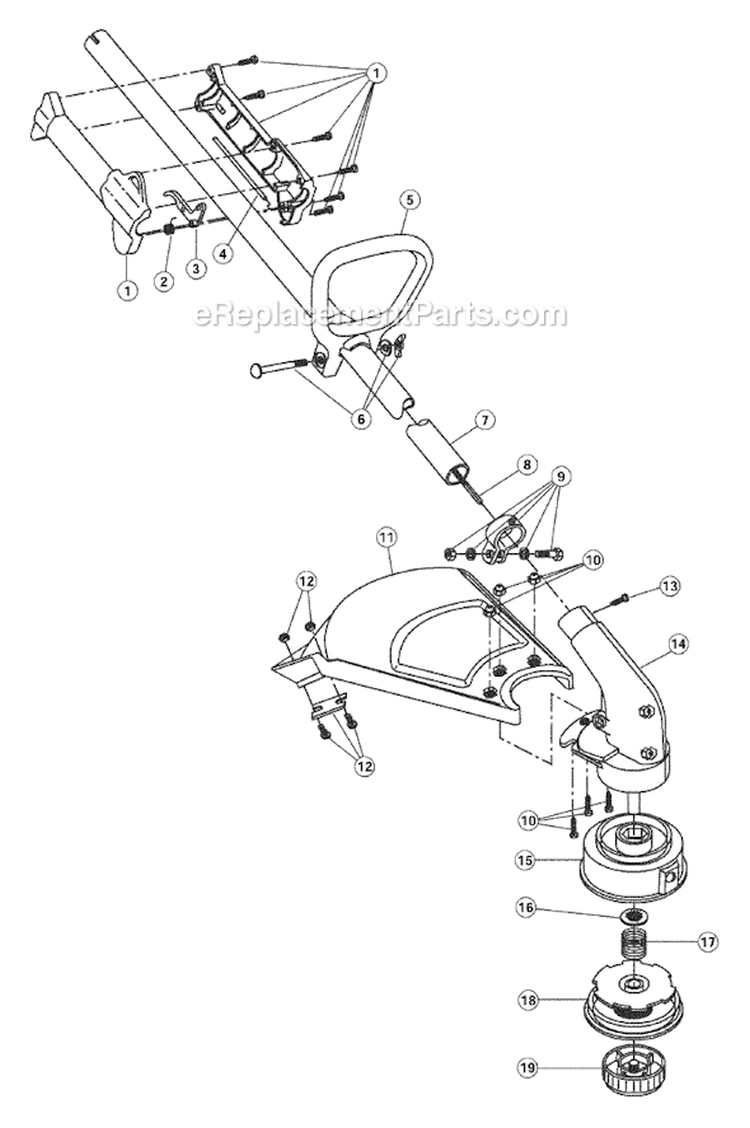 Shaft Assembly Diagram and Parts List for 765R 41AD65CG034 Ryobi Trimmer