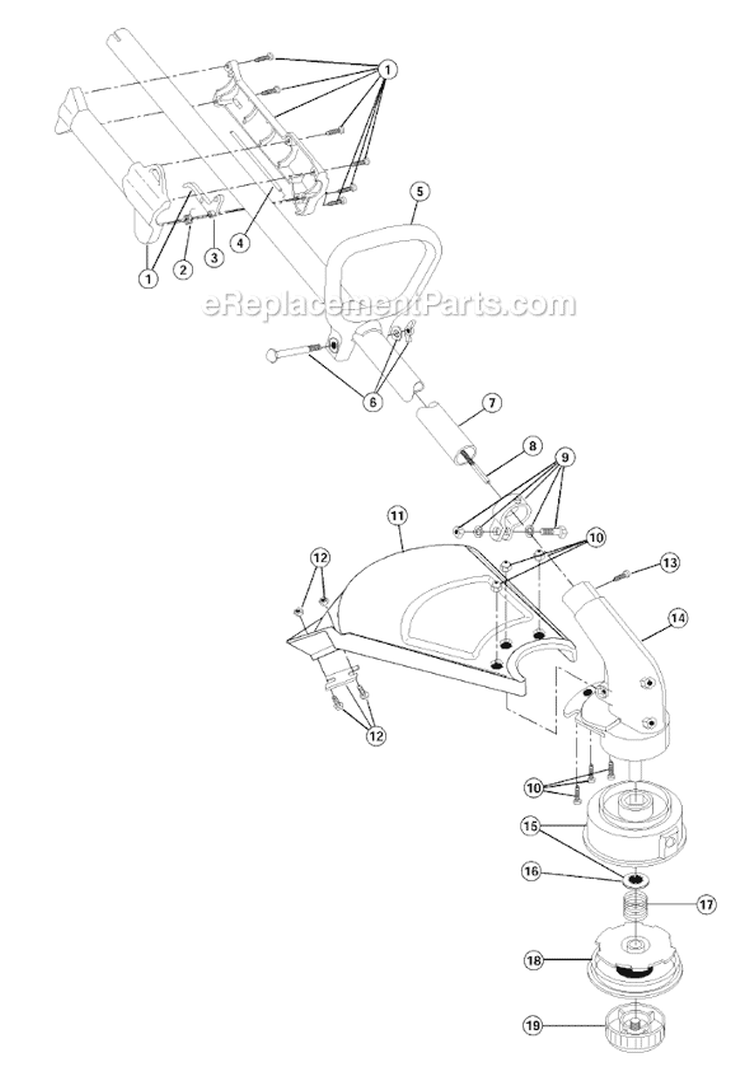 Shaft Assembly Diagram and Parts List for 765R 41BD765G034 Ryobi Trimmer