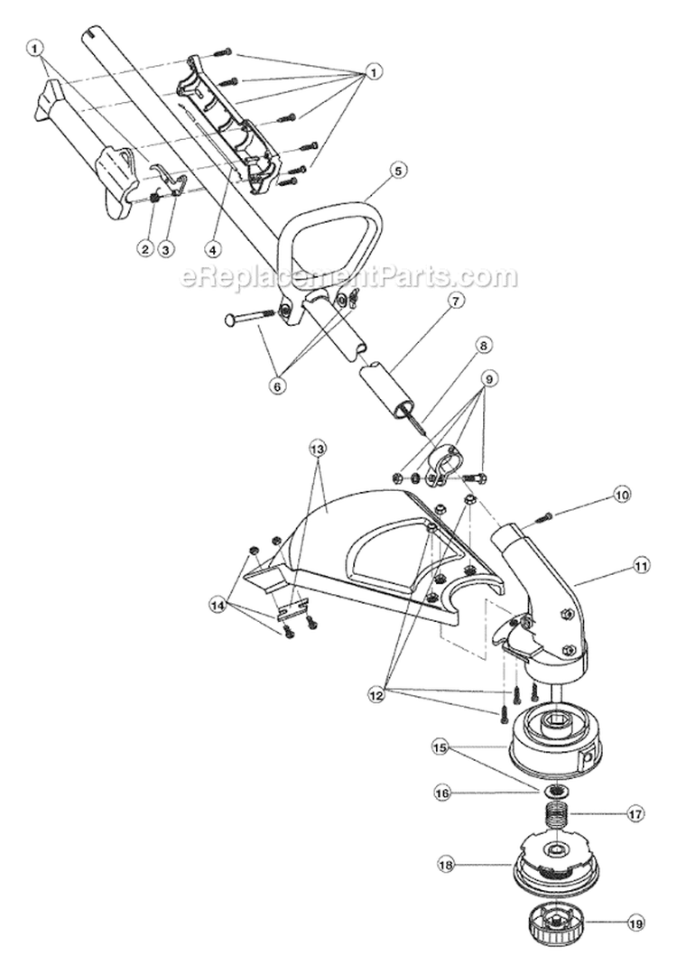 Shaft Assembly Diagram and Parts List for 766R 41BD766G034 Ryobi Trimmer