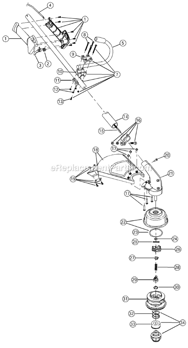 Shaft Assembly Diagram and Parts List for 767RJ 41DD76JG034 Ryobi Trimmer