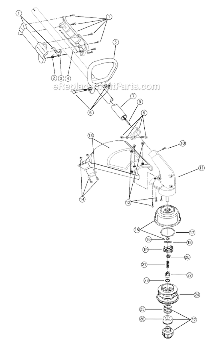 Shaft Assembly Diagram and Parts List for 767R 41AD767G034 Ryobi Trimmer