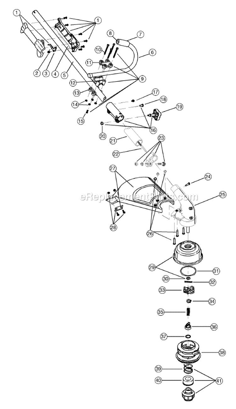 Shaft Assembly Diagram and Parts List for 775R 41AD775A034 Ryobi Trimmer