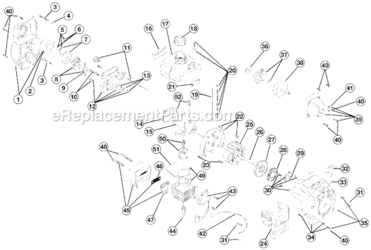 Engine Assembly Diagram and Parts List for 775R 41AD775A034 Ryobi Trimmer