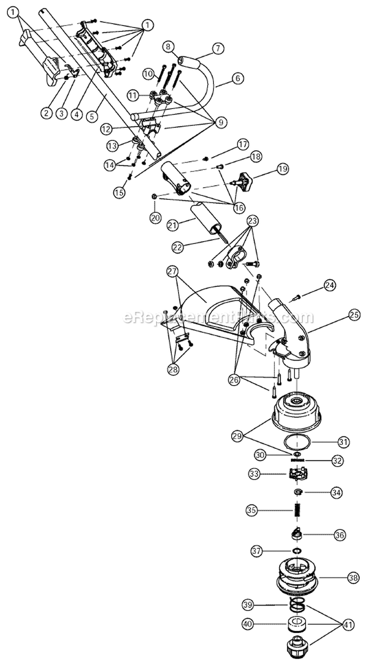 Shaft Assembly Diagram and Parts List for 775R 41AD775A734 Ryobi Trimmer