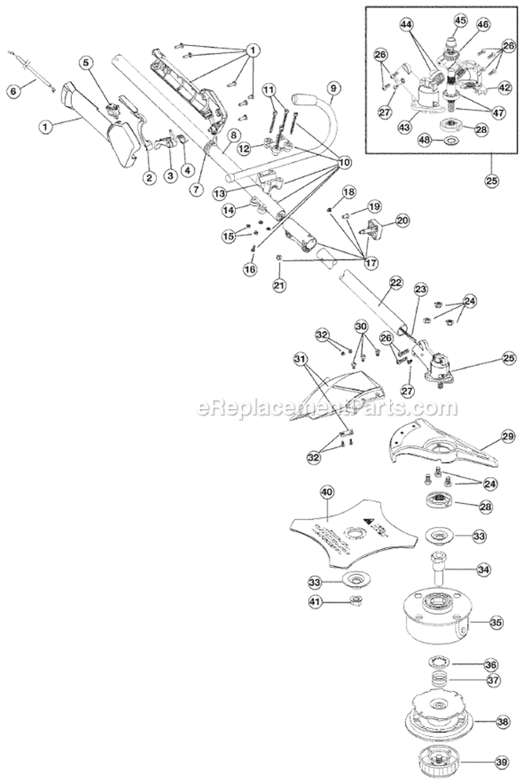 Shaft Assembly Diagram and Parts List for 790R 41AD790A734 Ryobi Trimmer