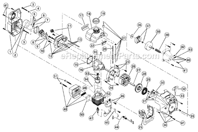 Engine Assembly Diagram and Parts List for 790R 41BD790A034 Ryobi Trimmer
