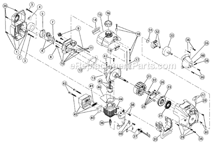 Engine Assembly Diagram and Parts List for 790R 41ED790A034 Ryobi Trimmer