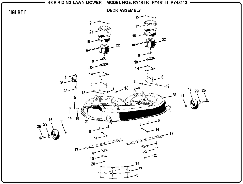 Figure F Diagram and Parts List for RY 48111 (Rev 04)(099749002)(2017-11) Ryobi Lawn Tractor