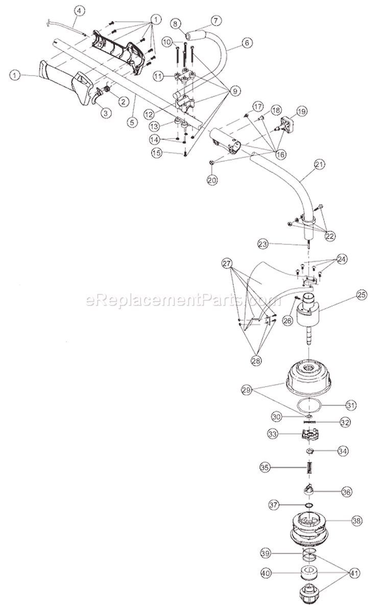Shaft Assembly Diagram and Parts List for 825RA 41CD825C038 Ryobi Trimmer