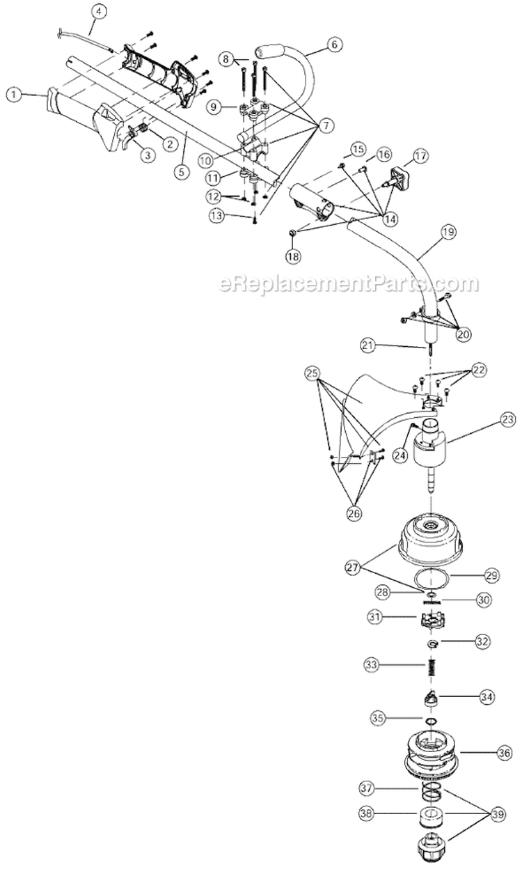 Shaft Assembly Diagram and Parts List for 825R 41AD825A034 Ryobi Trimmer