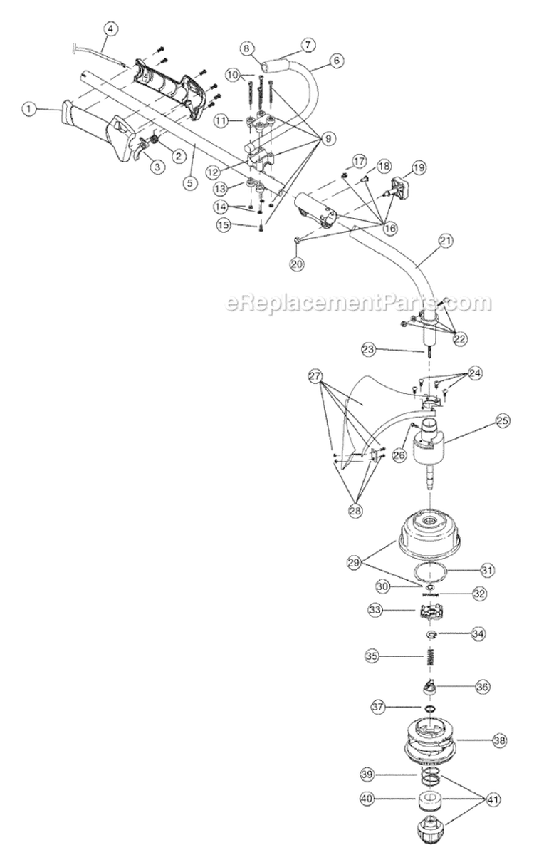 Shaft Assembly Diagram and Parts List for 825R 41AD825A734 Ryobi Trimmer